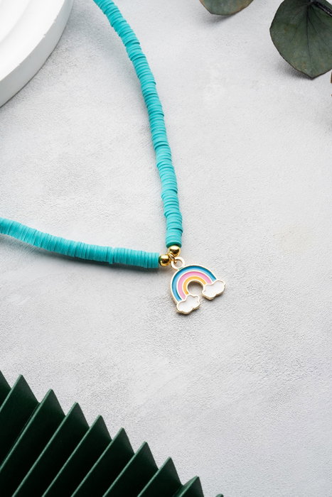 Heliophilia Silver Collar KL-0865 Multicolor con Colgantes Arco Iris y Piedra